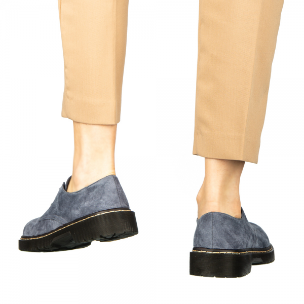 Γυναικεία casual παπούτσια χωρίς τακούνι από ύφασμα μπλε Arpacio, 5 - Kalapod.gr